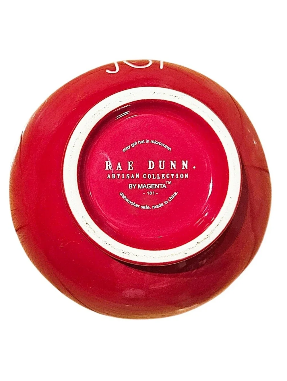 Rae Dunn Holiday Christmas Footed Dessert Bowl Red & White 5.5